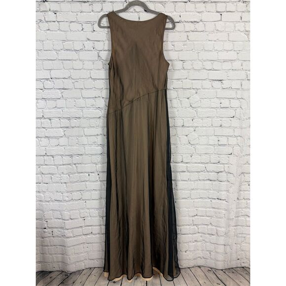 NBD x Revolve Calla Gown Cowl Neck Maxi Dress Black Nude Chiffon Womens M NWT - Picture 8 of 14